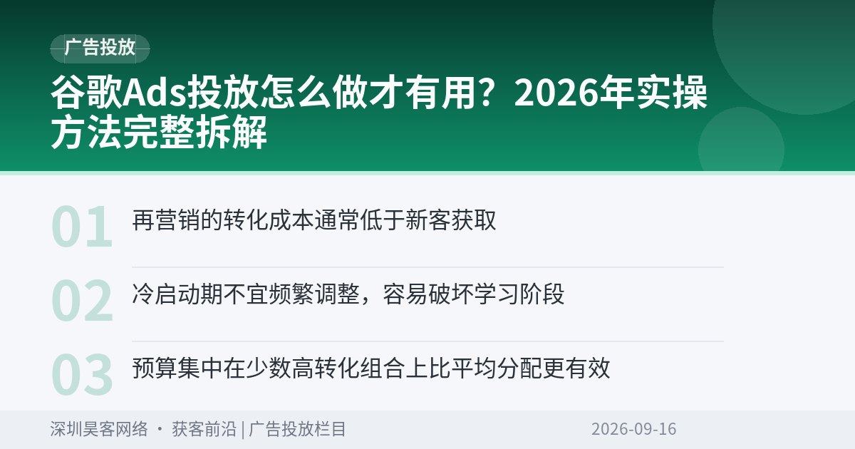 谷歌Ads投放怎么做才有用？2026年实操方法完整拆解