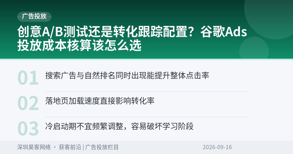 创意A/B测试还是转化跟踪配置？谷歌Ads投放成本核算该怎么选