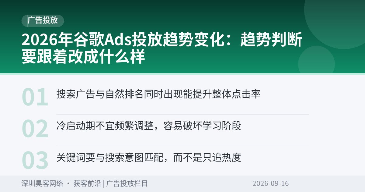 2026年谷歌Ads投放趋势变化：趋势判断要跟着改成什么样