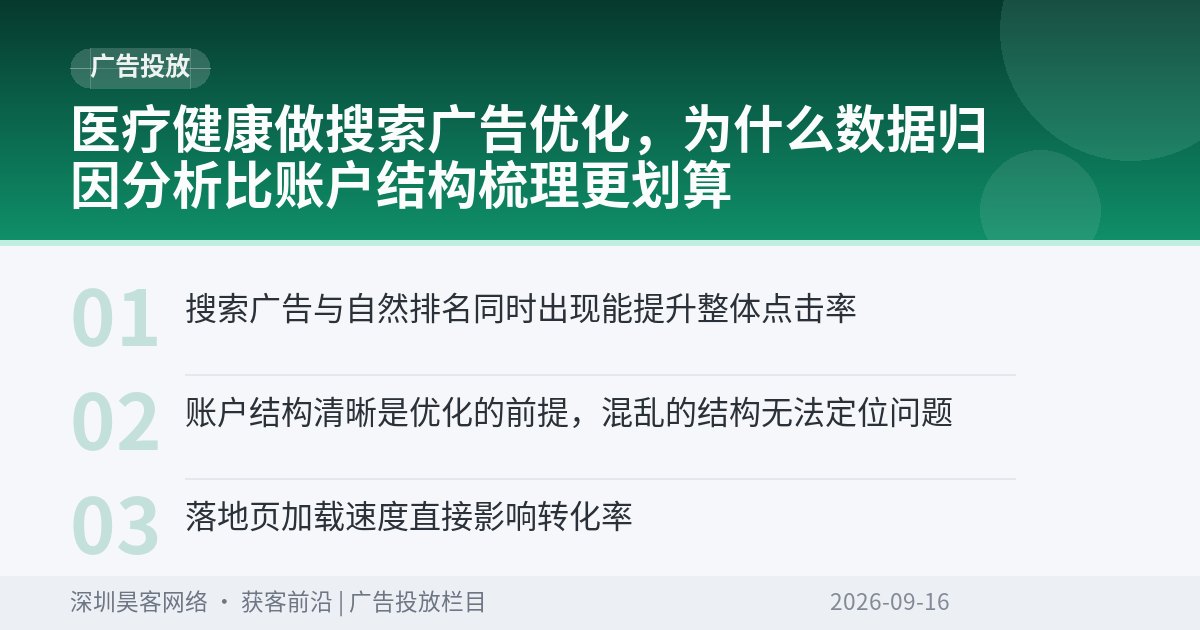 医疗健康做搜索广告优化，为什么数据归因分析比账户结构梳理更划算
