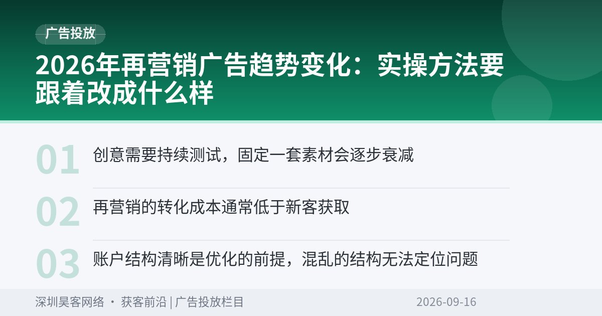 2026年再营销广告趋势变化:实操方法要跟着改成什么样