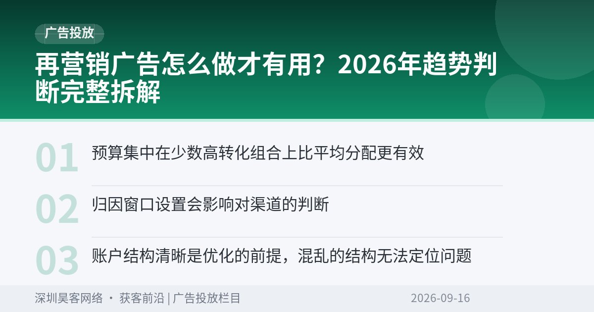 再营销广告怎么做才有用？2026年趋势判断完整拆解