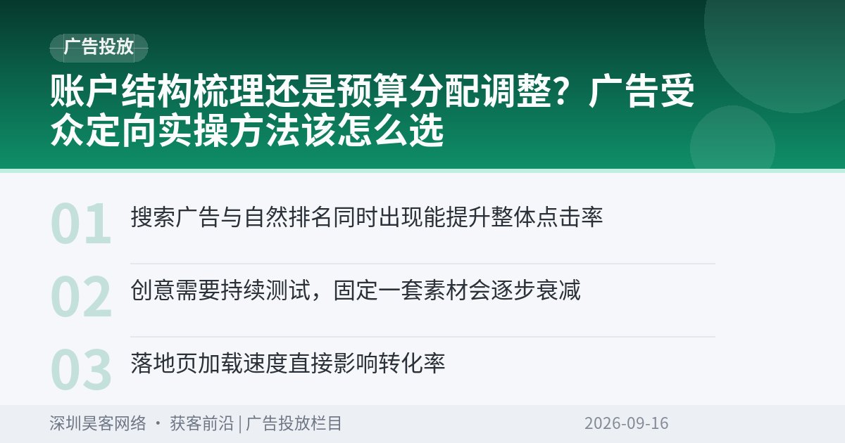 账户结构梳理还是预算分配调整？广告受众定向实操方法该怎么选