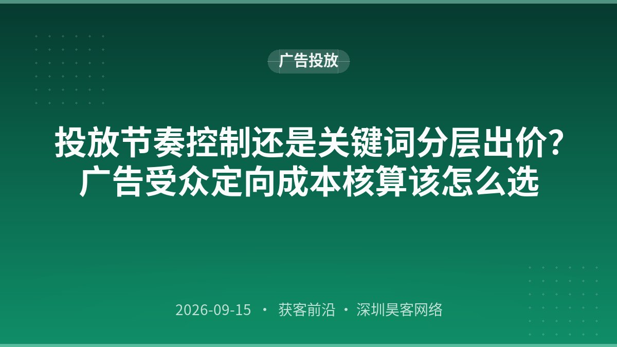 投放节奏控制还是关键词分层出价?广告受众定向成本核算该怎么选