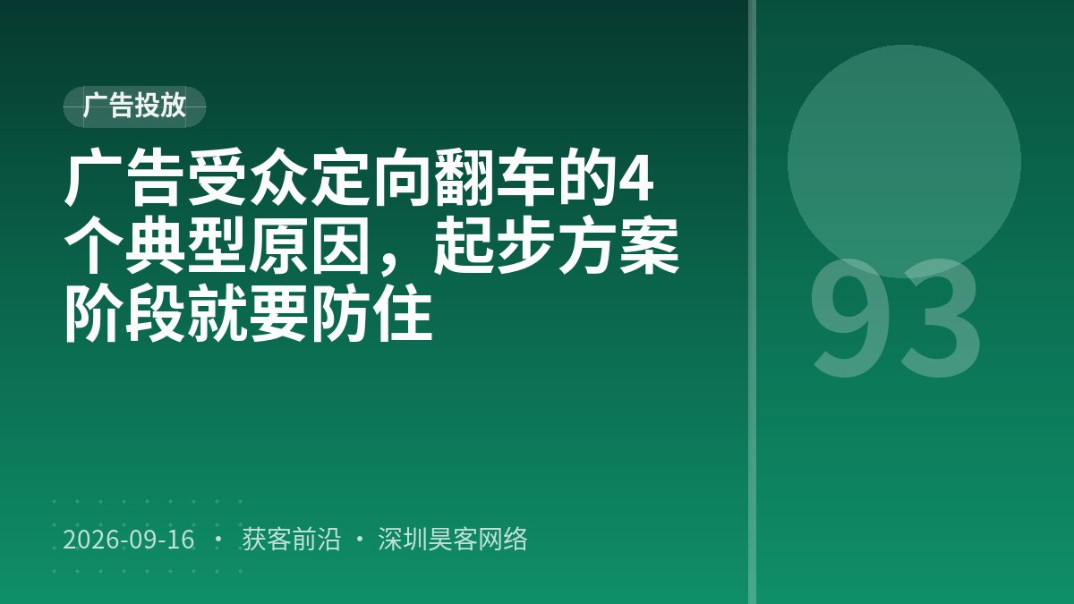 广告受众定向翻车的4个典型原因，起步方案阶段就要防住