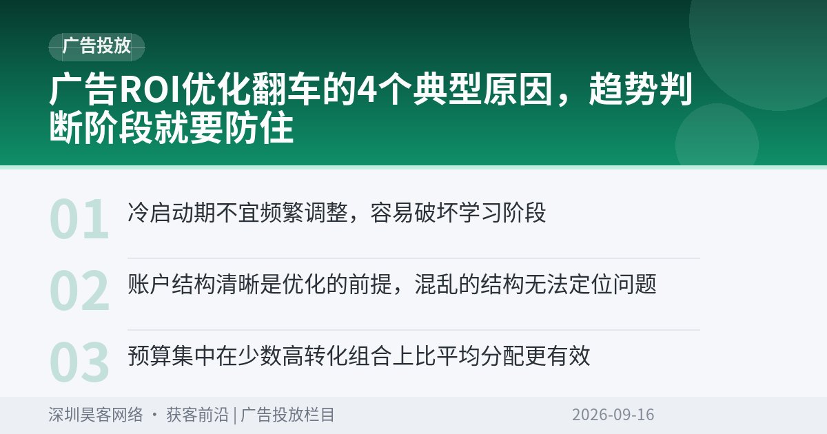 广告ROI优化翻车的4个典型原因，趋势判断阶段就要防住