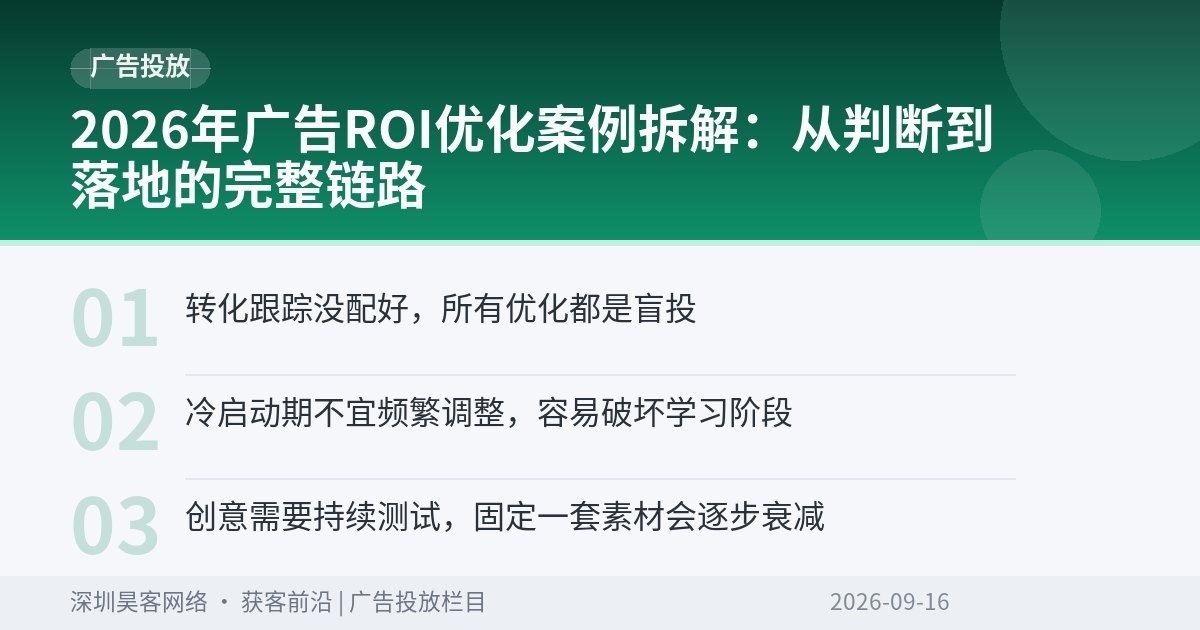 2026年广告ROI优化案例拆解：从判断到落地的完整链路