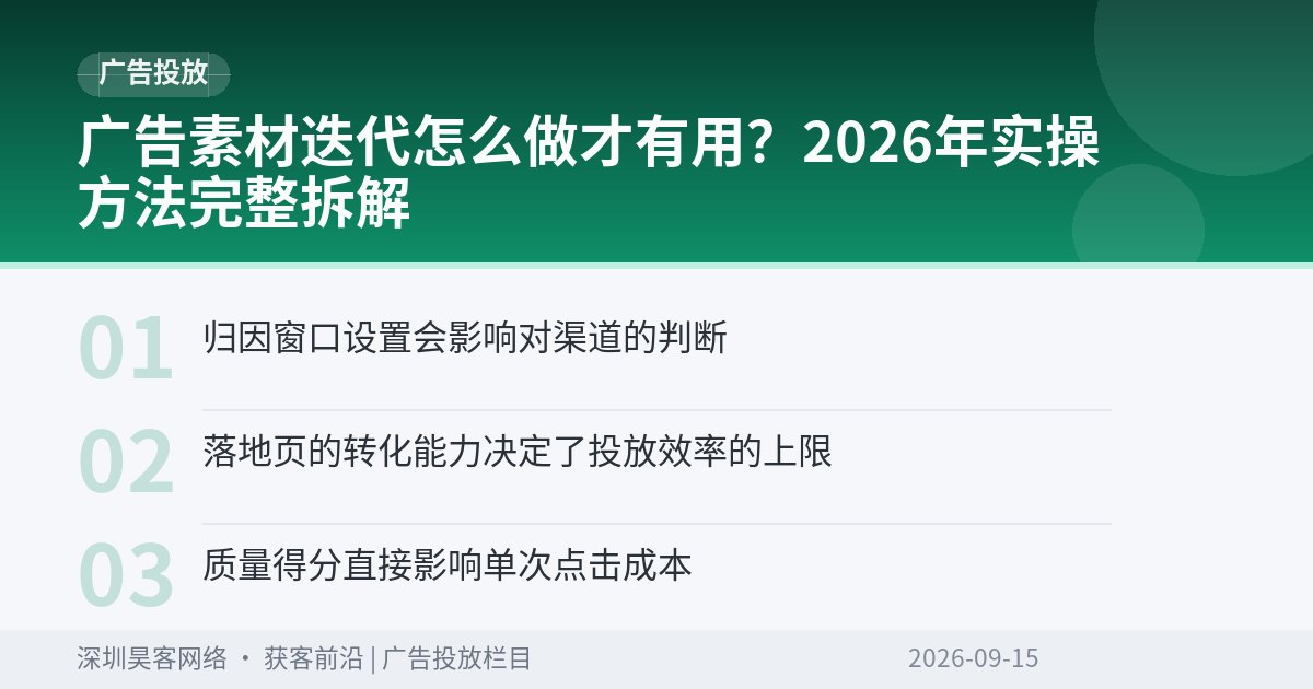 广告素材迭代怎么做才有用？2026年实操方法完整拆解
