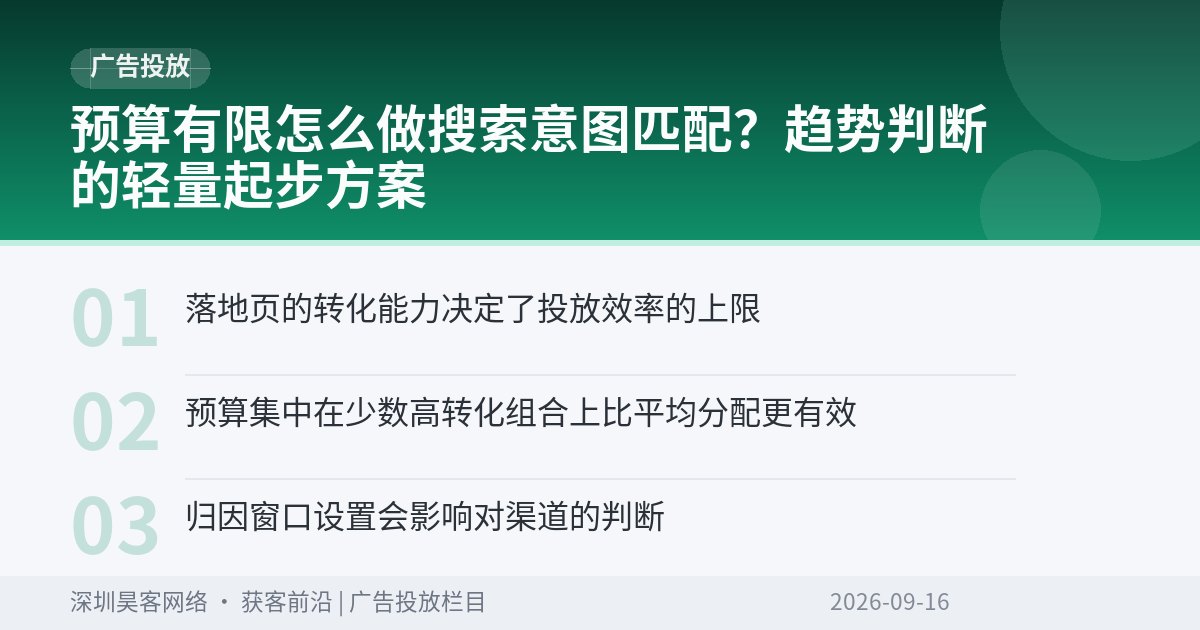 预算有限怎么做搜索意图匹配？趋势判断的轻量起步方案