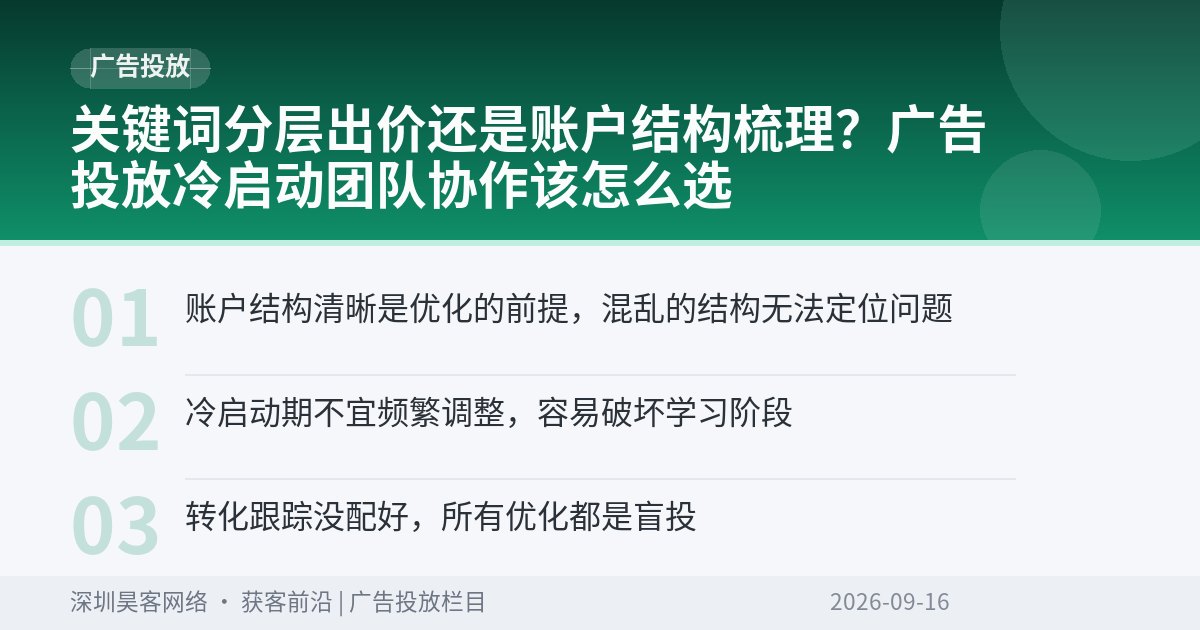关键词分层出价还是账户结构梳理？广告投放冷启动团队协作该怎么选