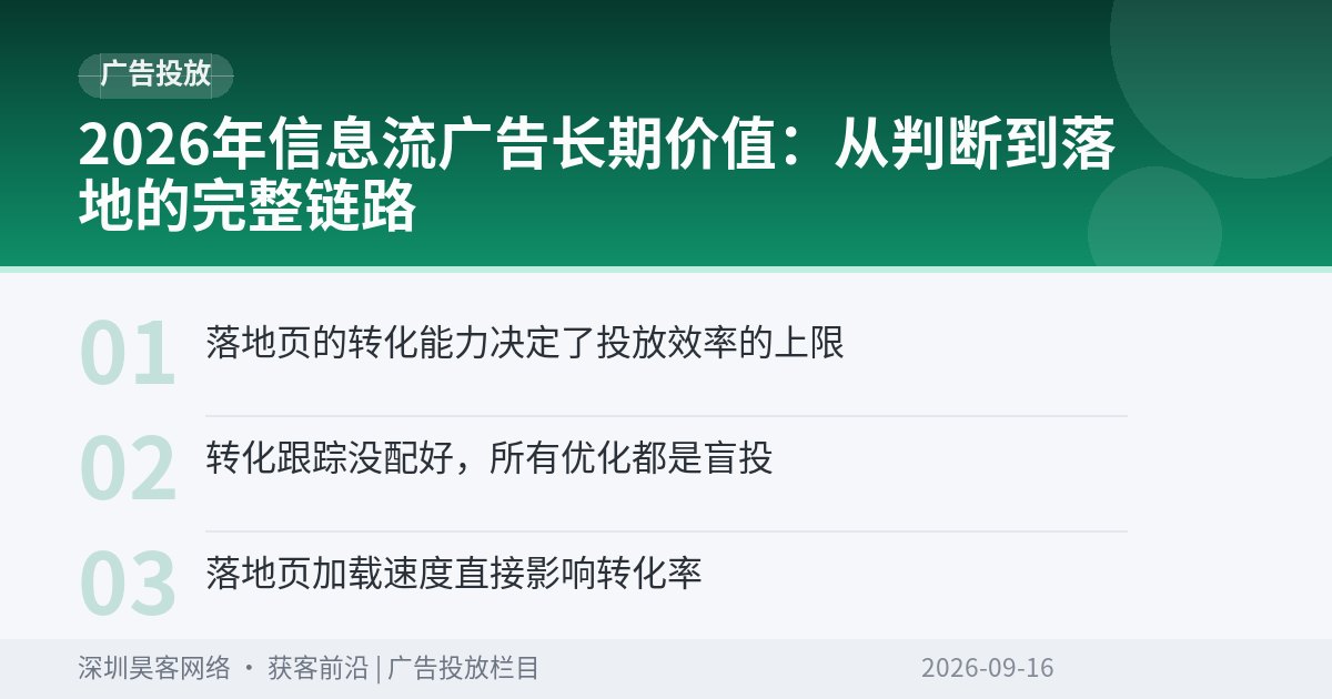 2026年信息流广告长期价值：从判断到落地的完整链路