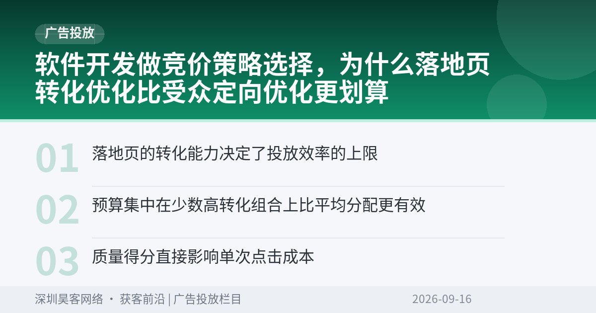 软件开发做竞价策略选择，为什么落地页转化优化比受众定向优化更划算