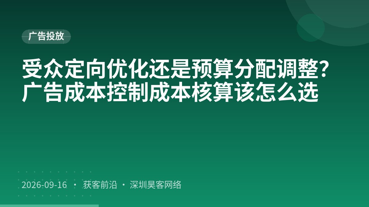 受众定向优化还是预算分配调整?广告成本控制成本核算该怎么选