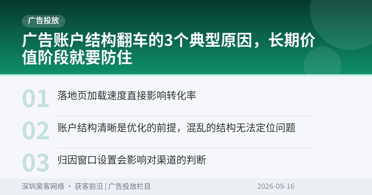 广告账户结构翻车的3个典型原因，长期价值阶段就要防住