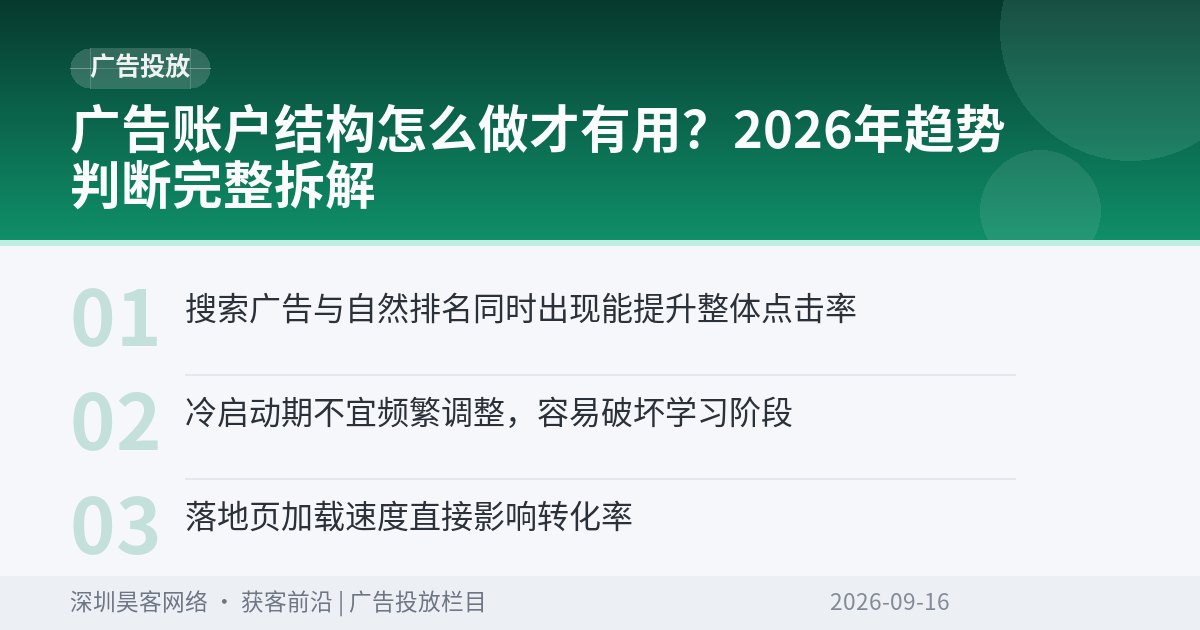 广告账户结构怎么做才有用？2026年趋势判断完整拆解