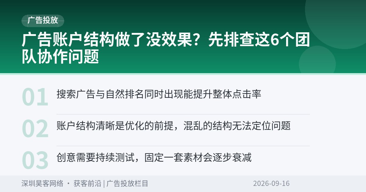 广告账户结构做了没效果？先排查这6个团队协作问题