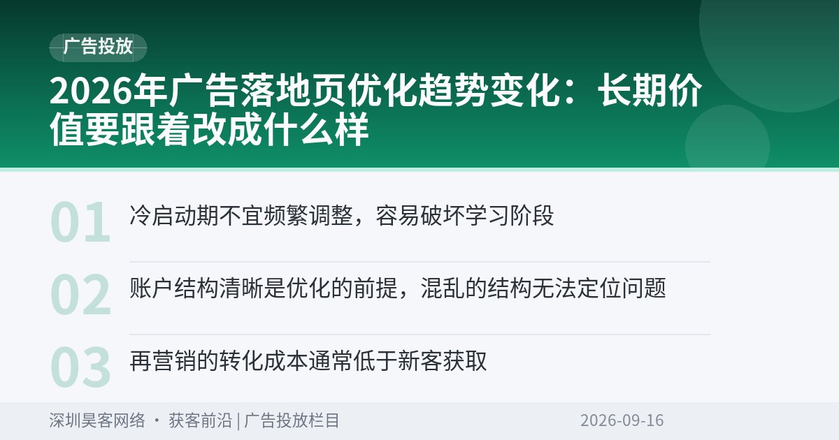 2026年广告落地页优化趋势变化：长期价值要跟着改成什么样