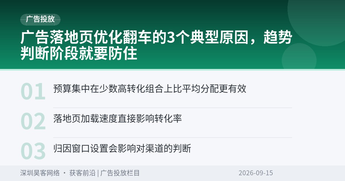 广告落地页优化翻车的3个典型原因，趋势判断阶段就要防住