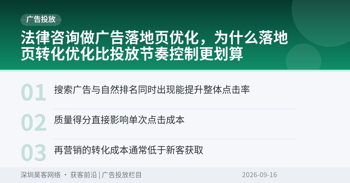 法律咨询做广告落地页优化，为什么落地页转化优化比投放节奏控制更划算