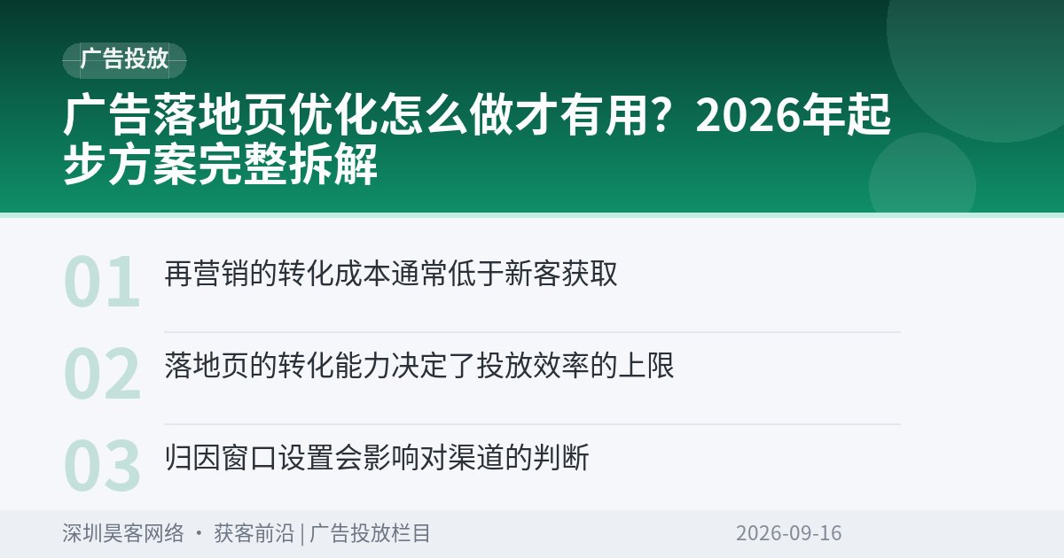 广告落地页优化怎么做才有用？2026年起步方案完整拆解