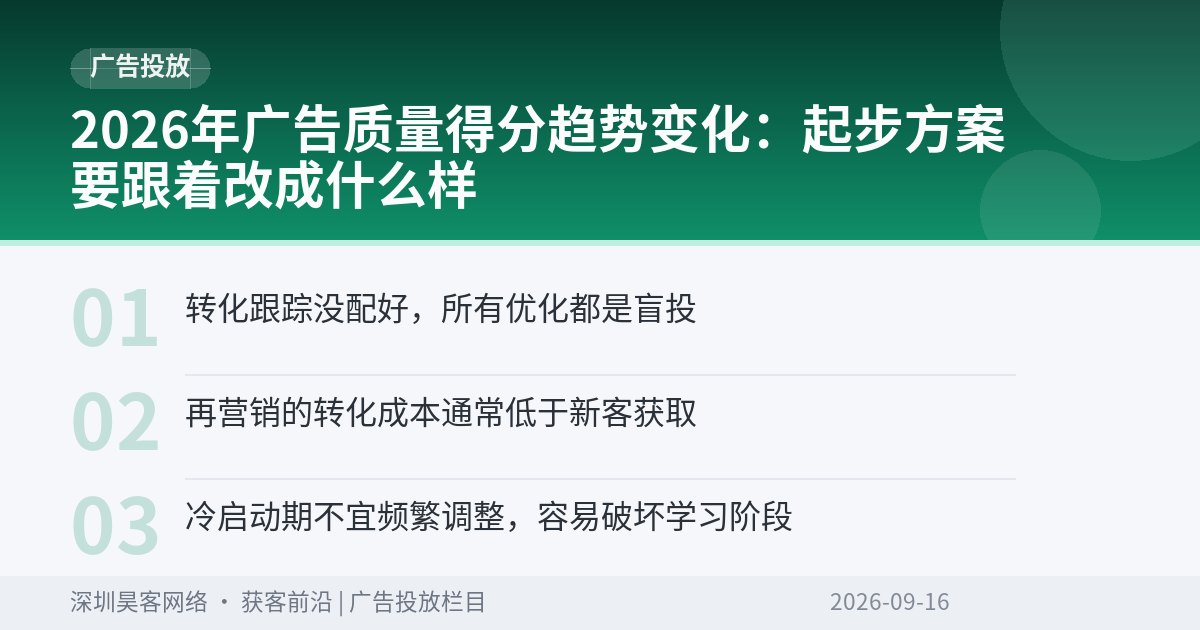 2026年广告质量得分趋势变化：起步方案要跟着改成什么样
