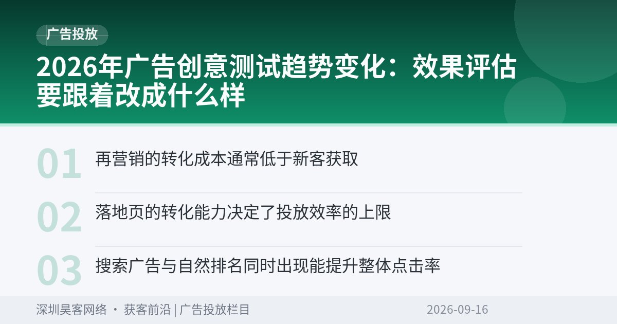 2026年广告创意测试趋势变化：效果评估要跟着改成什么样