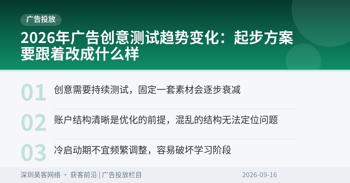 2026年广告创意测试趋势变化:起步方案要跟着改成什么样