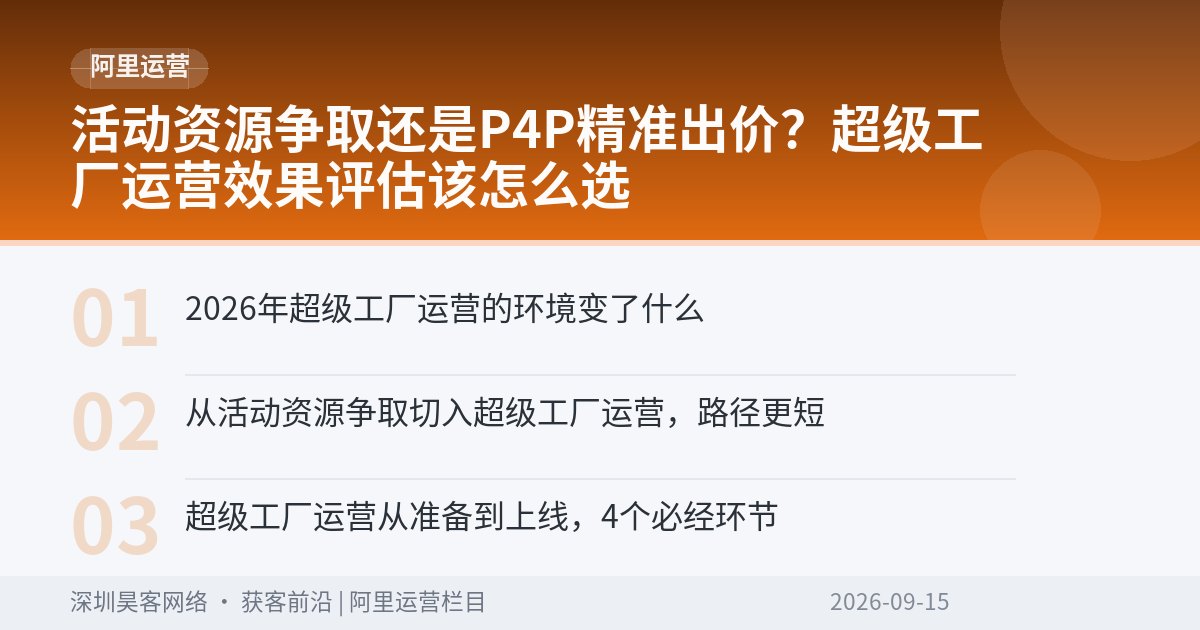 活动资源争取还是P4P精准出价？超级工厂运营效果评估该怎么选