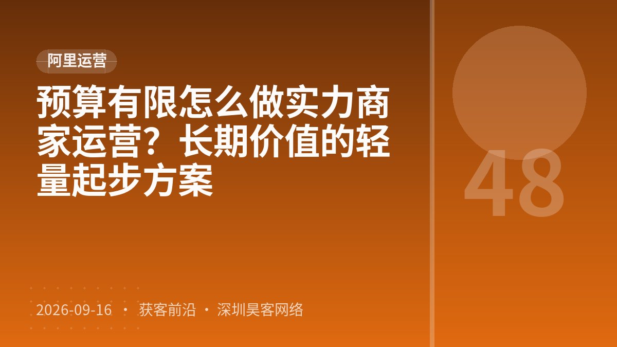 预算有限怎么做实力商家运营?长期价值的轻量起步方案