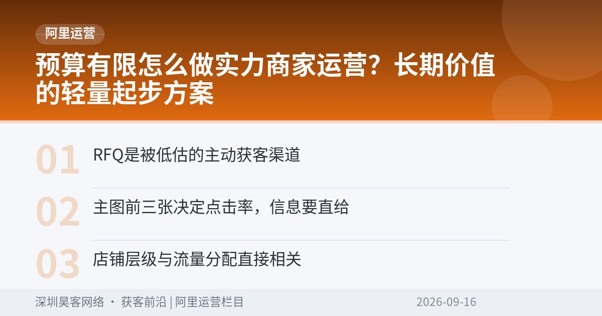 预算有限怎么做实力商家运营?长期价值的轻量起步方案