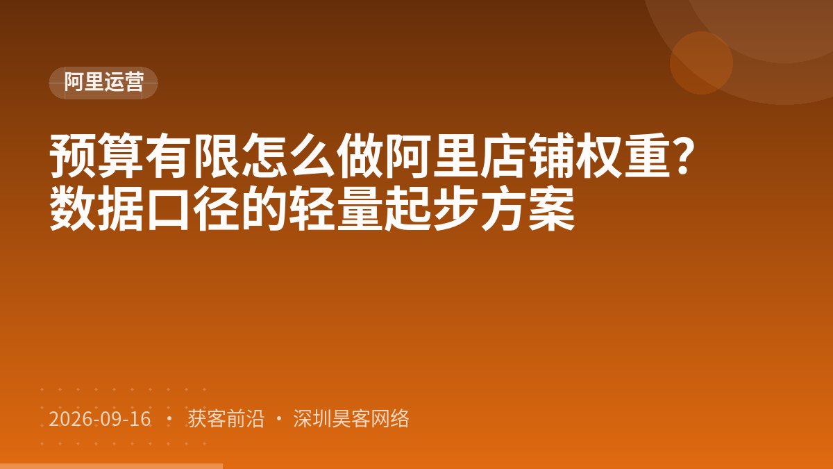 预算有限怎么做阿里店铺权重?数据口径的轻量起步方案