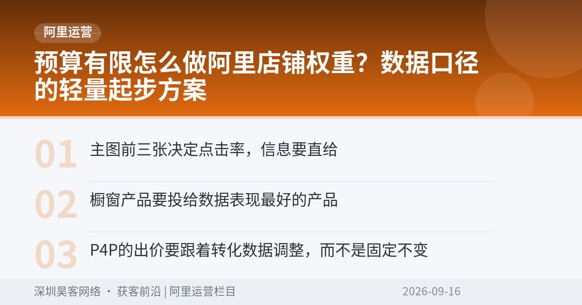 预算有限怎么做阿里店铺权重?数据口径的轻量起步方案