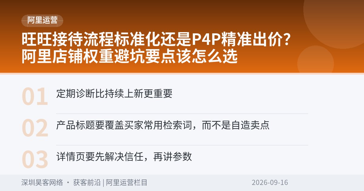 旺旺接待流程标准化还是P4P精准出价？阿里店铺权重避坑要点该怎么选