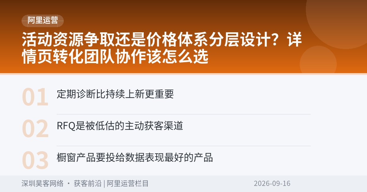 活动资源争取还是价格体系分层设计?详情页转化团队协作该怎么选