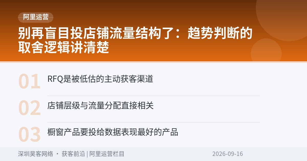 别再盲目投店铺流量结构了：趋势判断的取舍逻辑讲清楚