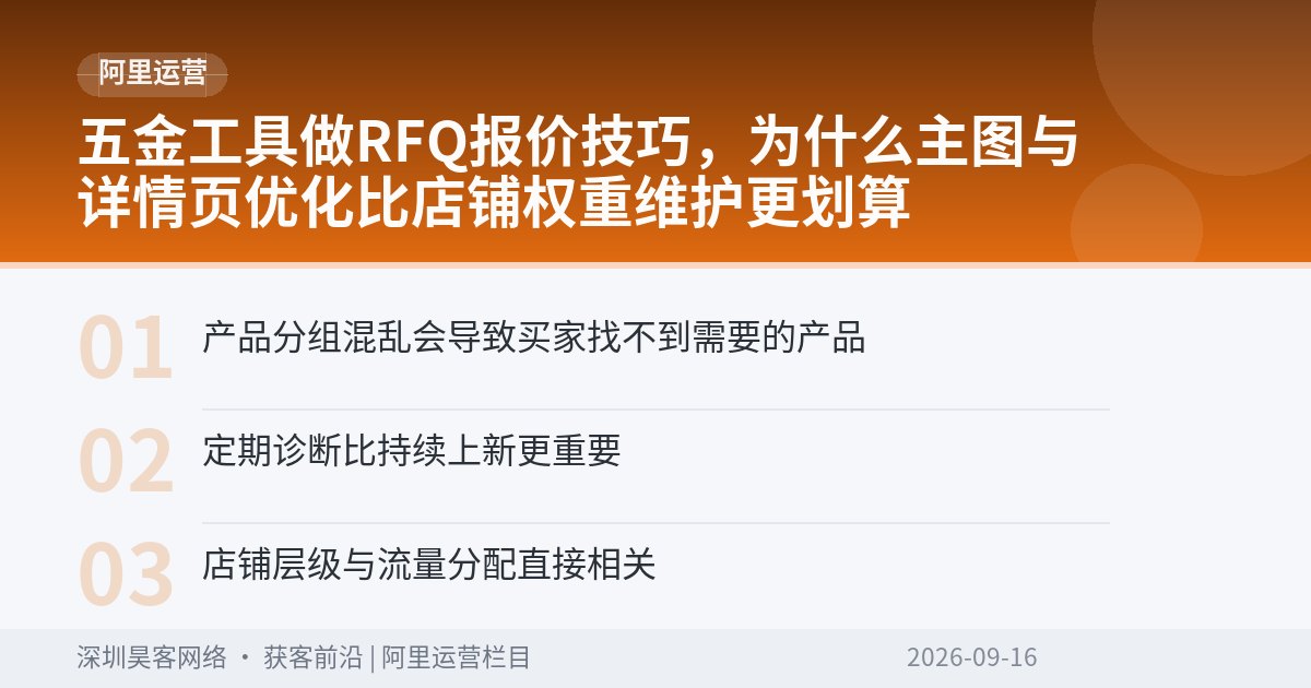 五金工具做RFQ报价技巧，为什么主图与详情页优化比店铺权重维护更划算