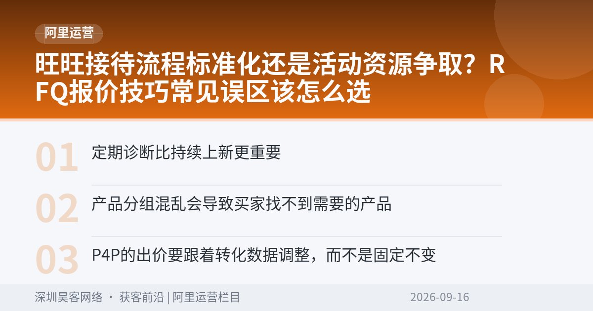 旺旺接待流程标准化还是活动资源争取？RFQ报价技巧常见误区该怎么选
