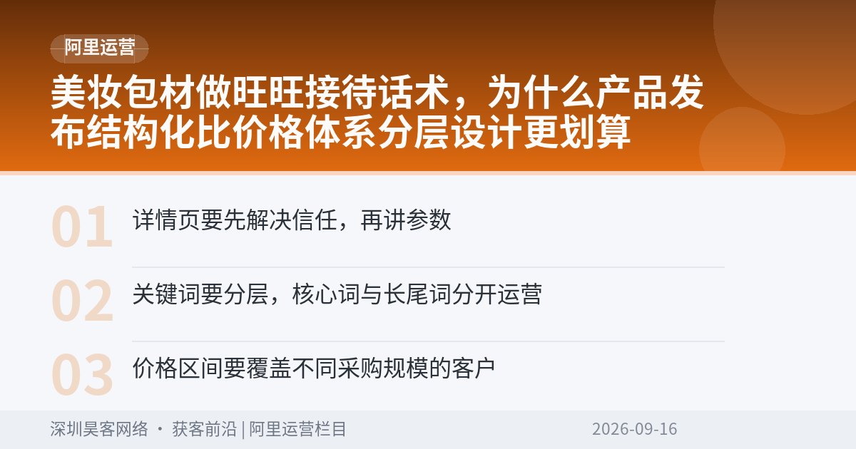 美妆包材做旺旺接待话术，为什么产品发布结构化比价格体系分层设计更划算