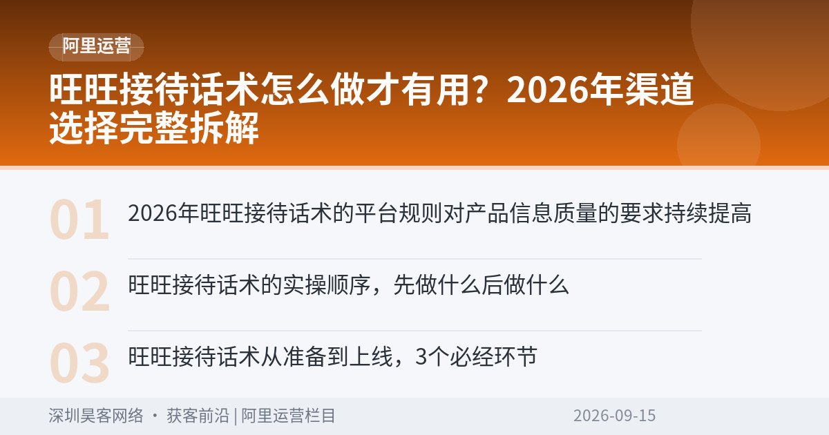 旺旺接待话术怎么做才有用？2026年渠道选择完整拆解