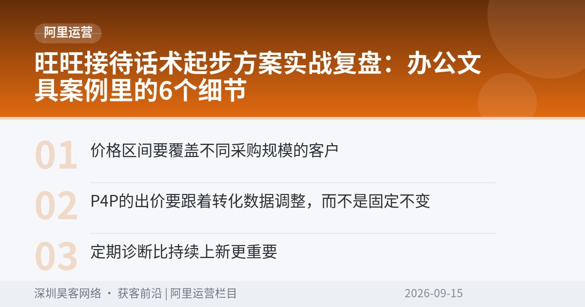 旺旺接待话术起步方案实战复盘：办公文具案例里的6个细节