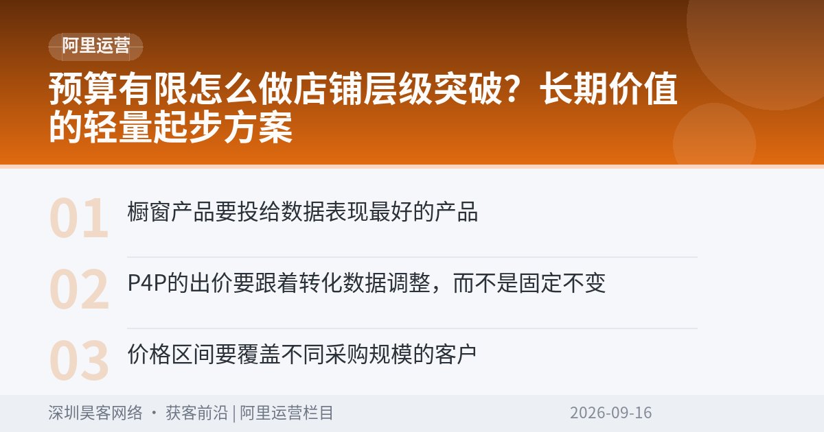 预算有限怎么做店铺层级突破？长期价值的轻量起步方案