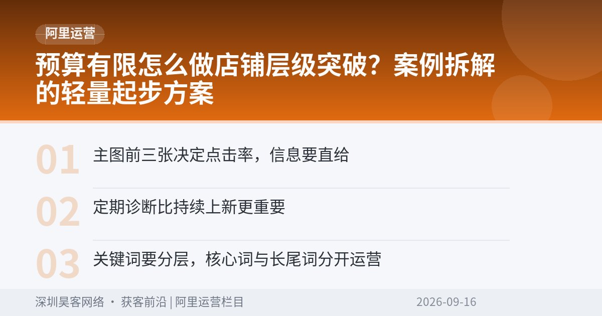 预算有限怎么做店铺层级突破？案例拆解的轻量起步方案