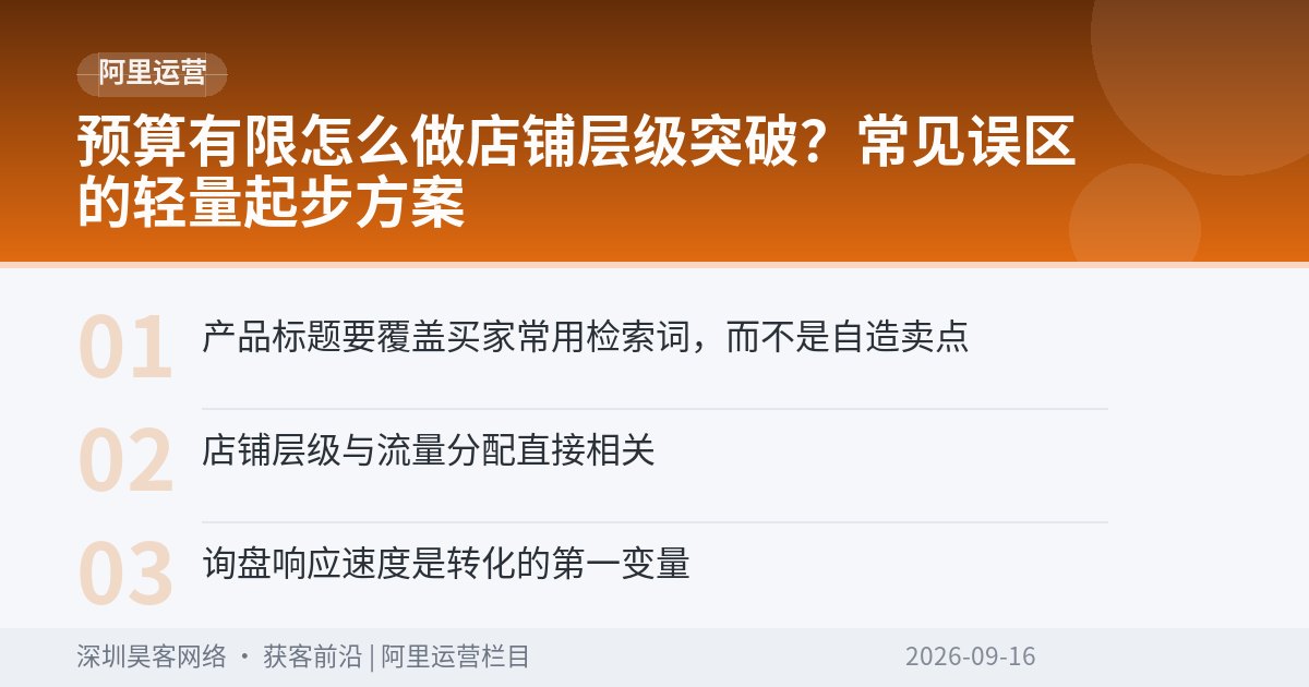 预算有限怎么做店铺层级突破？常见误区的轻量起步方案