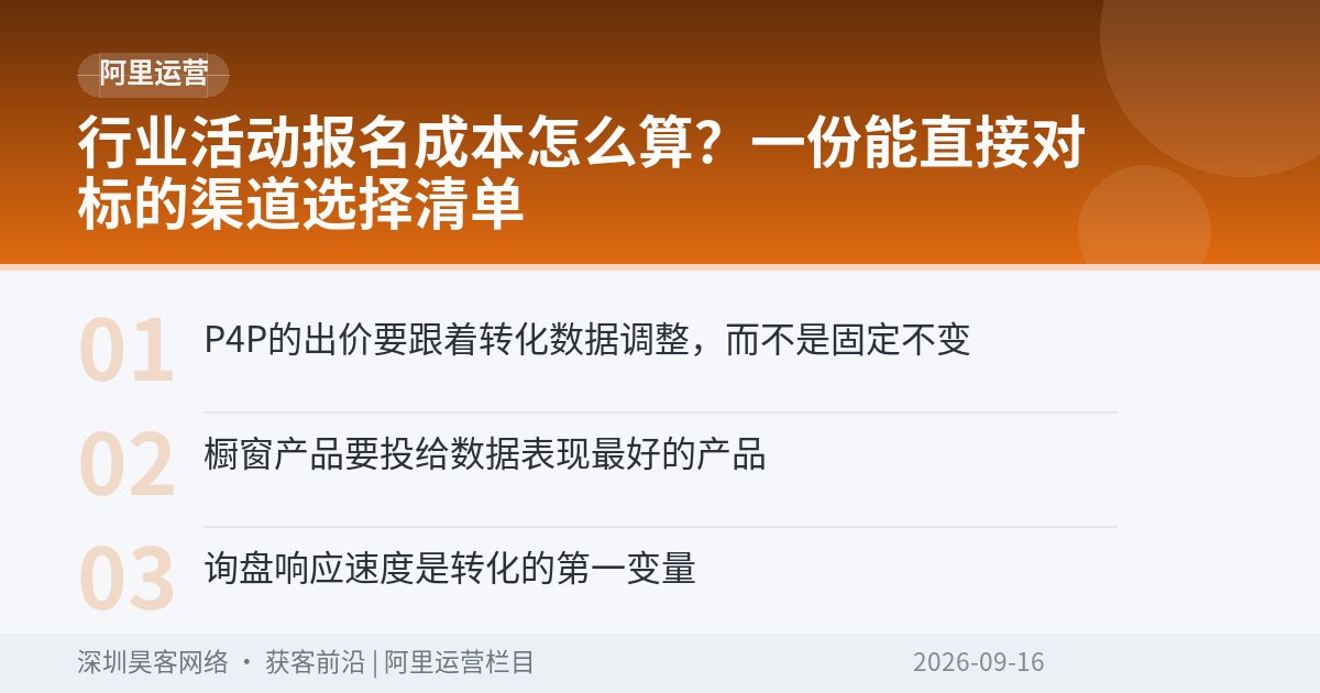 行业活动报名成本怎么算？一份能直接对标的渠道选择清单