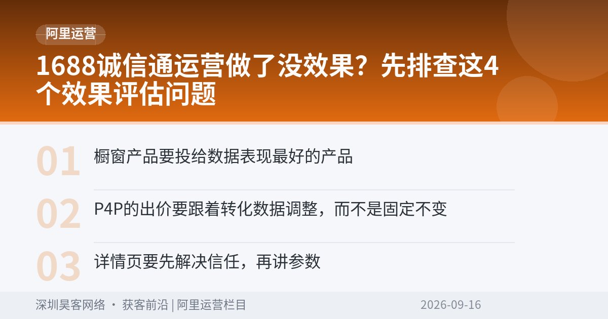 1688诚信通运营做了没效果?先排查这4个效果评估问题