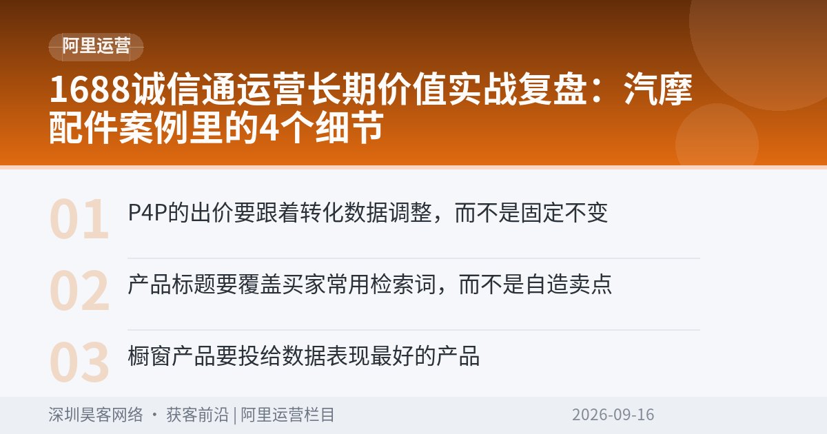 1688诚信通运营长期价值实战复盘:汽摩配件案例里的4个细节
