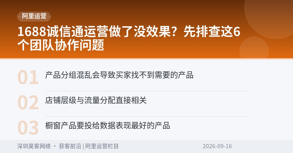 1688诚信通运营做了没效果？先排查这6个团队协作问题