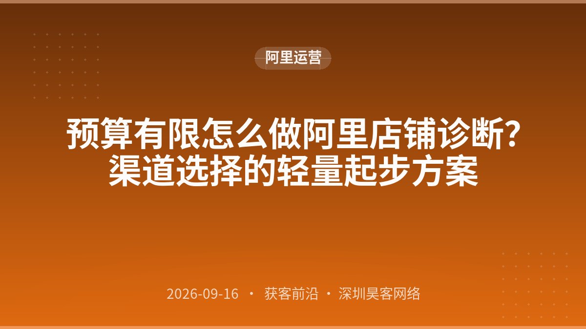 预算有限怎么做阿里店铺诊断？渠道选择的轻量起步方案