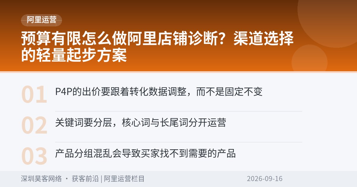 预算有限怎么做阿里店铺诊断？渠道选择的轻量起步方案