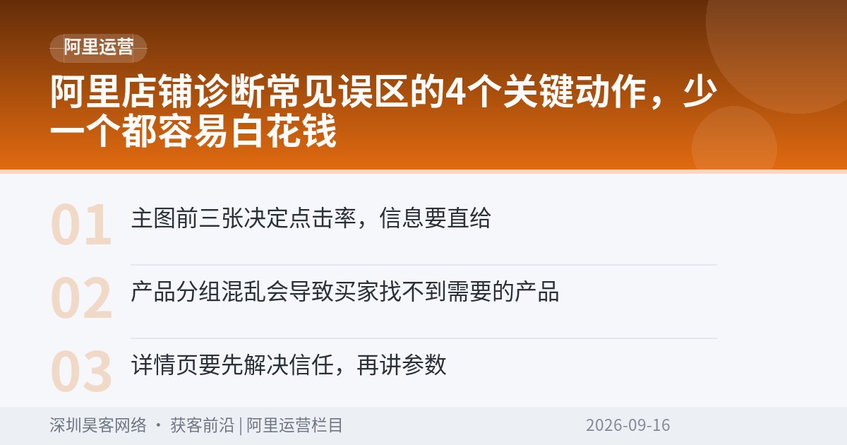阿里店铺诊断常见误区的4个关键动作，少一个都容易白花钱